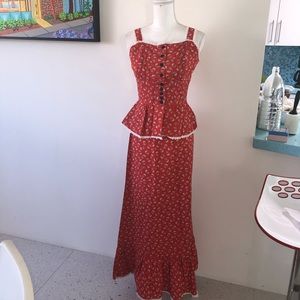 VTG RagDolls Calico Prairie CottageCore 2-Piece S